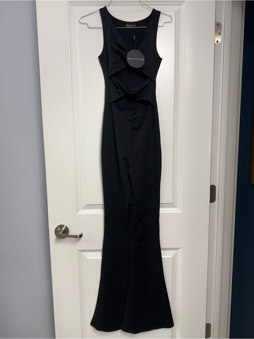 White Fox Boutique Black Cutout Flared Jumpsuit
